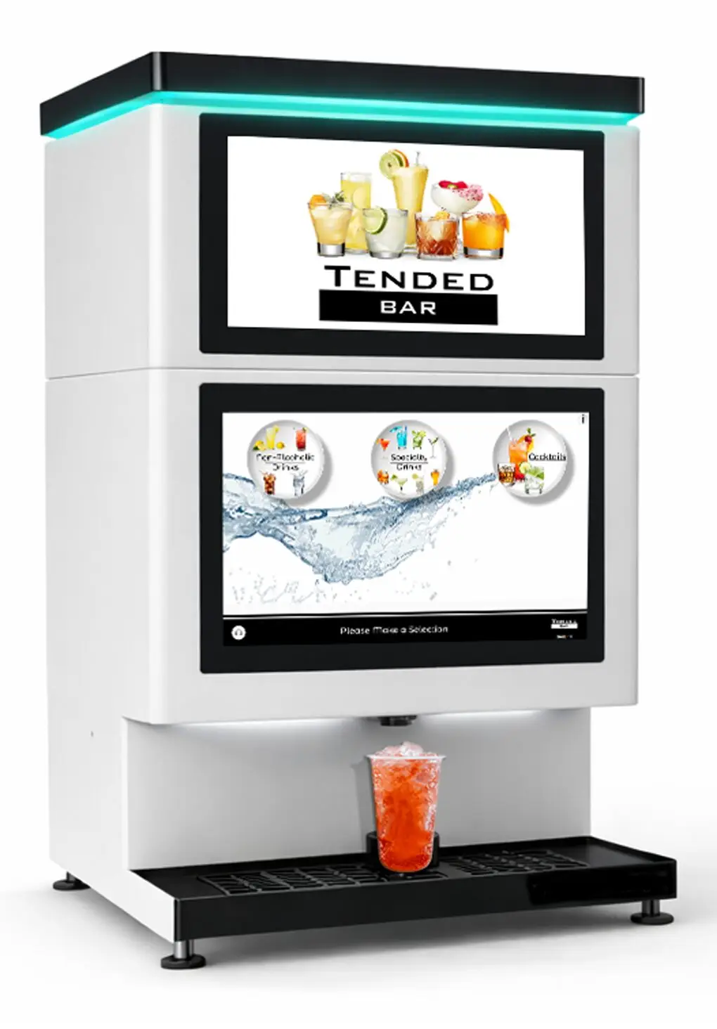TendedBar Countertop Unit automated drink dispenser with dual touchscreens for cocktails and non-alcoholic beverages