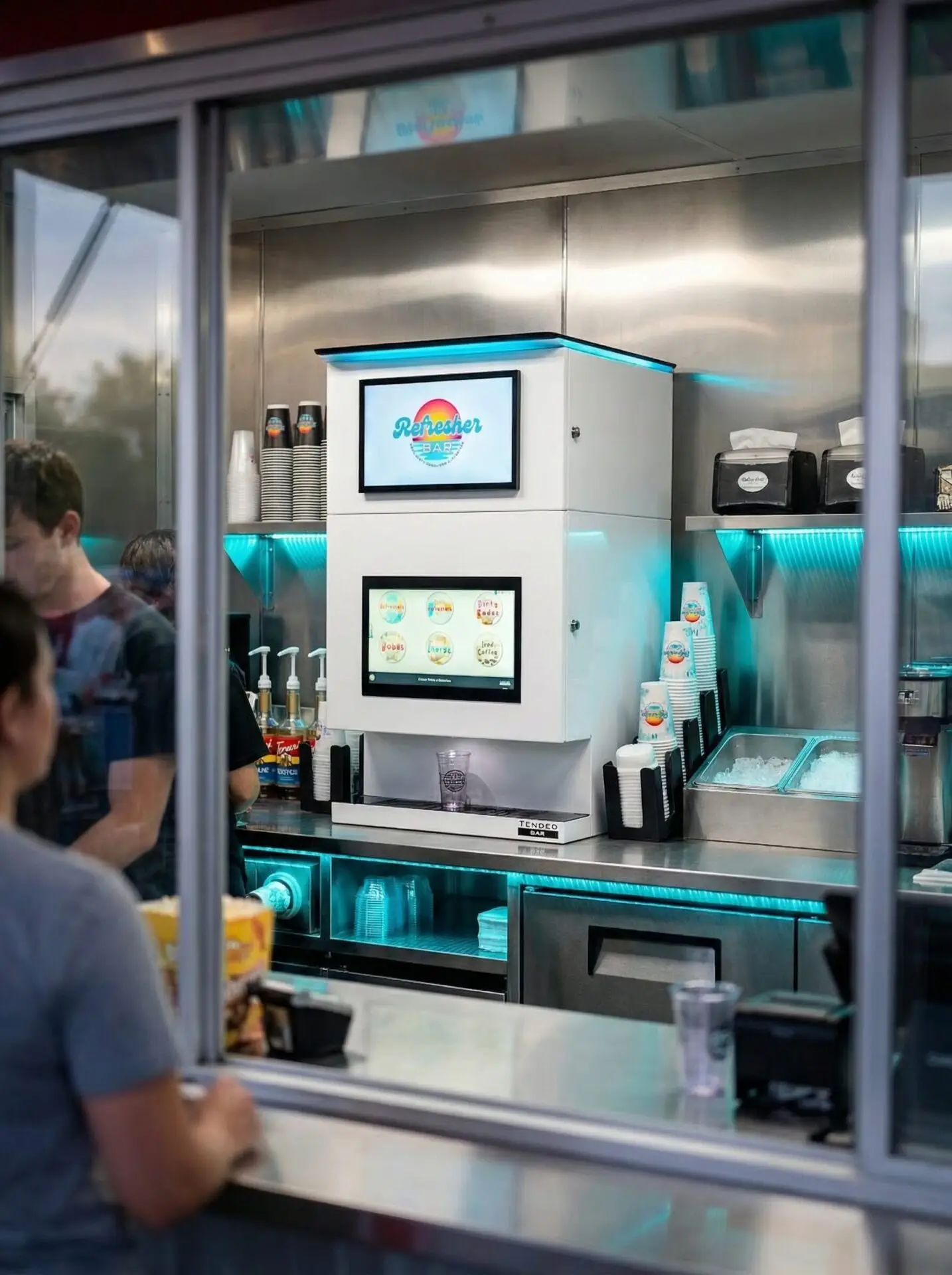 TendedBar Countertop Unit automated drink dispenser with dual touchscreens for cocktails and non-alcoholic beverages