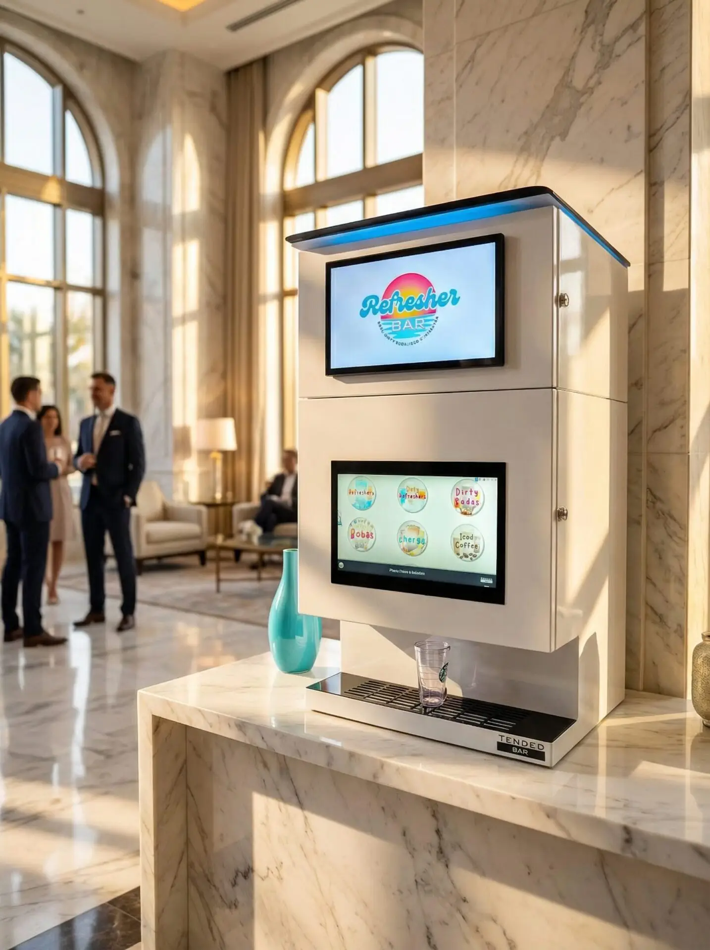 TendedBar Countertop Unit automated drink dispenser with dual touchscreens for cocktails and non-alcoholic beverages